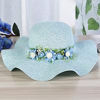 Women\'s Polyester Straw Floral Summer Or Spring Simple Sun Hat