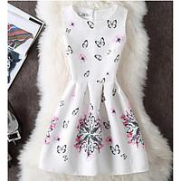 Women\'s Going out Party Sexy Cute A Line Dress, Floral Animal Print Round Neck Above Knee Sleeveless Others Summer High Rise Micro-elastic