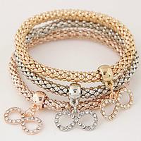 Women\'s Charm Bracelet Rhinestone Simulated Diamond Alloy Simple Style Fashion Rainbow Jewelry 1set