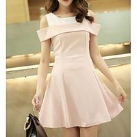 womens casualdaily simple a line dress letter round neck above knee sl ...