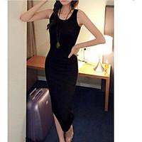 womens daily t shirt dress solid round neck midi sleeveless cotton spr ...