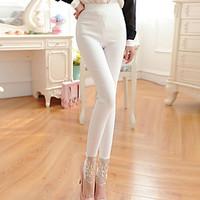 womens solid pink white black skinny pants sexy lace