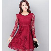 womens going out casualdaily cute a line dress solid round neck above  ...