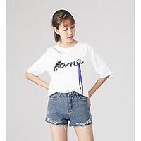 womens casualdaily simple t shirt letter round neck short sleeve cotto ...