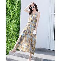 womens casualdaily swing dress geometric strap maxi sleeveless polyest ...