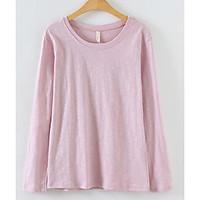 womens casualdaily simple spring summer t shirt solid round neck long  ...