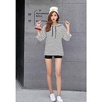 womens casualdaily simple spring t shirt striped hooded sleeve cotton  ...