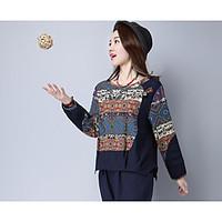 womens holiday boho spring t shirt patchwork round neck long sleeve ot ...