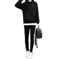 womens casualdaily simple spring fall t shirt pant suits solid round n ...