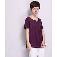 womens casualdaily simple t shirt solid round neck short sleeve cotton ...