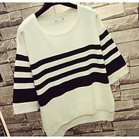 womens casualdaily simple t shirt striped round neck sleeve cotton thi ...