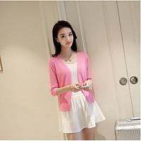 womens daily casual simple sophisticated short cardigan solid v neck 3 ...