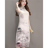 womens daily casual sheath dress floral crew neck knee length short sl ...