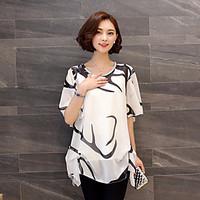 womens casualdaily simple blouse floral round neck short sleeve nylon  ...