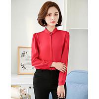 womens officecareer simple spring blouse solid shirt collar long sleev ...