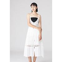 womens going out swing dress solid strap midi sleeveless cotton summer ...