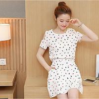 womens casualdaily skater dress print round neck above knee short slee ...