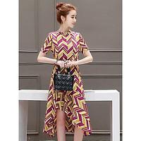 womens daily casual a line sheath dress geometric crew neck above knee ...