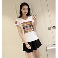 womens casualdaily simple t shirt print round neck short sleeve cotton ...