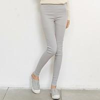 womens high rise micro elastic chinos pants simple slim solid