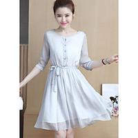 womens casualdaily skater dress solid round neck above knee length sle ...