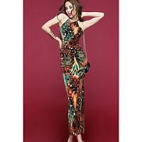 womens club bodycon dress print halter maxi sleeveless others summer m ...