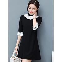 womens casualdaily loose dress solid crew neck above knee length sleev ...