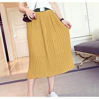 Women\'s Casual/Daily Midi Skirts Swing Solid Summer