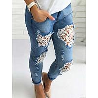 womens high rise strenchy jeans pants boho loose solid