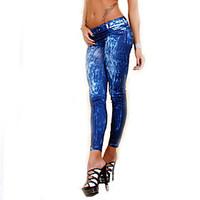 Women Solid Color Denim Legging, Cotton