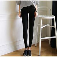 womens high rise micro elastic chinos pants street chic skinny solid