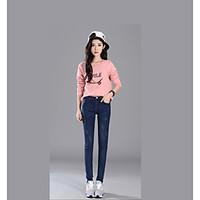 womens high rise micro elastic jeans pants simple slim solid