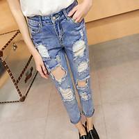 womens high rise micro elastic jeans pants simple slim pure color deni ...