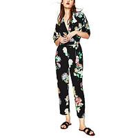 Women\'s Going out Casual/Daily Jumpsuits, Vintage Street chic Slim Floral Summer