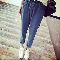 womens mid rise micro elastic jeans pants street chic simple loose sol ...