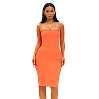 Women\'s Lace Up Orange Corset-Style Back Lace Up Dress