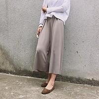 womens high rise micro elastic chinos pants vintage wide leg solid