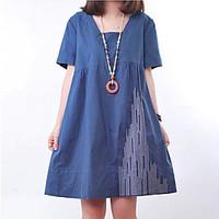 womens going out casualdaily simple tunic dress solid round neck above ...