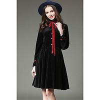 womens going out casualdaily vintage cute a line dress solid asymmetri ...