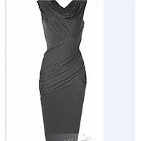 womens party going out club sexy bodycon dress solid v neck midi sleev ...