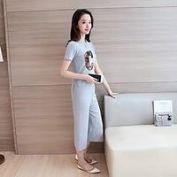 womens casualdaily sports simple active t shirt pant suits solid lette ...