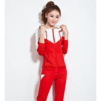 Women\'s Casual/Daily Sports Holiday Sexy Vintage Street chic Hoodie Pant Suits, Solid Round Neck Long Sleeve Micro-elastic