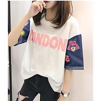womens casualdaily simple spring summer t shirt print patchwork round  ...