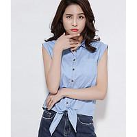 womens casualdaily simple shirt solid shirt collar sleeveless acrylic