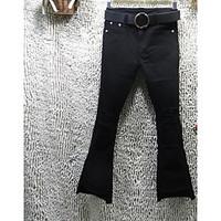 womens low rise micro elastic jeans pants street chic bootcut solid