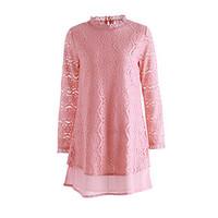 Women\'s Lace Plus Size / Going out / Casual/Daily Vintage / Street chic Spring / Fall Lace Blouse Solid / Patchwork