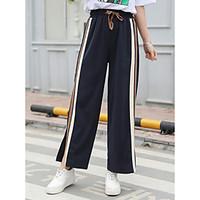 Women\'s Loose Wide Leg Sweatpants Pants, Going out Casual/Daily Sports Simple Active Striped Color Block Mid Rise Drawstring Elasticity