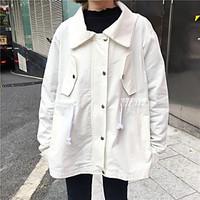 womens casualdaily cute fall jacket solid notch lapel long sleeve regu ...