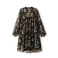 womens casualdaily loose dress print v neck above knee long sleeve pol ...