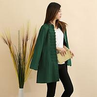 womens going out casualdaily simple spring fall coat solid stand long  ...